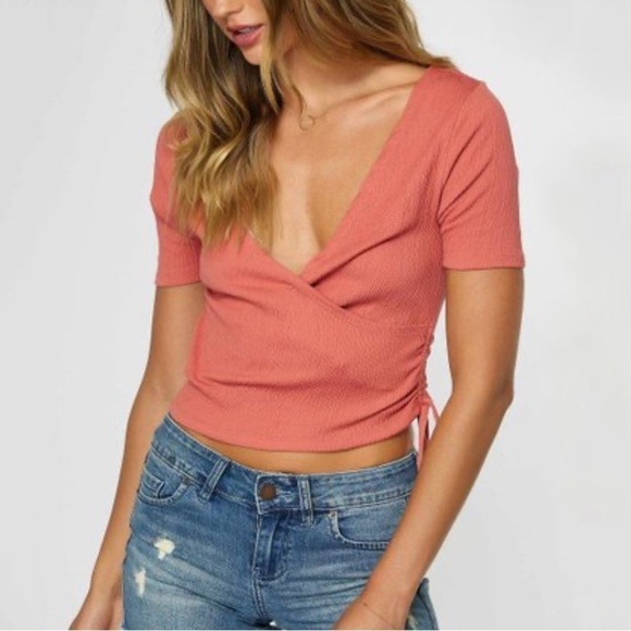NWT O’Neill Rose Carina Texture Ruched Wrap Top - Picture 1 of 7